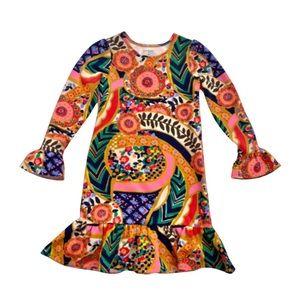 Lands' End | NWOT ✨ Girls Multi Color All Over Paisley Print Ruffle Sleeve Dress